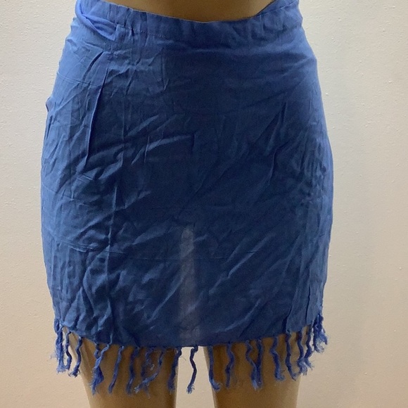 Zuliana Size Small Baby Blue 100% Rayon Sarong with Fringes. Made in USA. - Picture 1 of 4